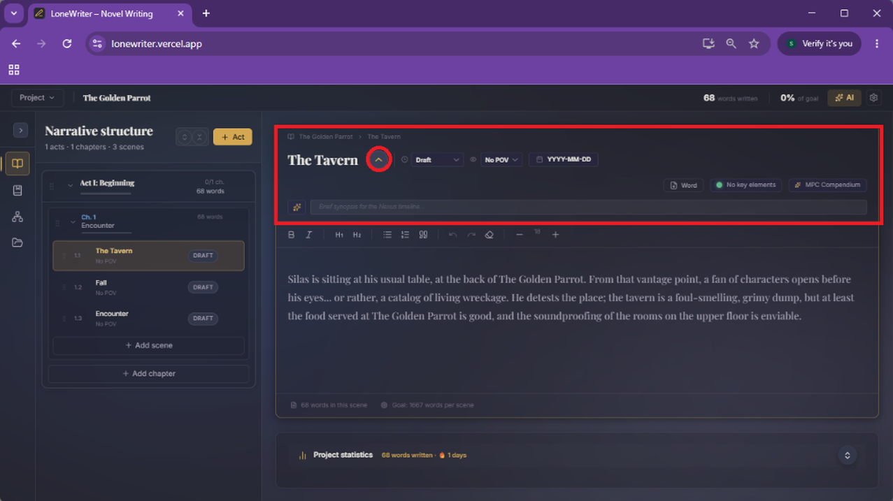 1. Expand the Chevron next to the title to see extra options.