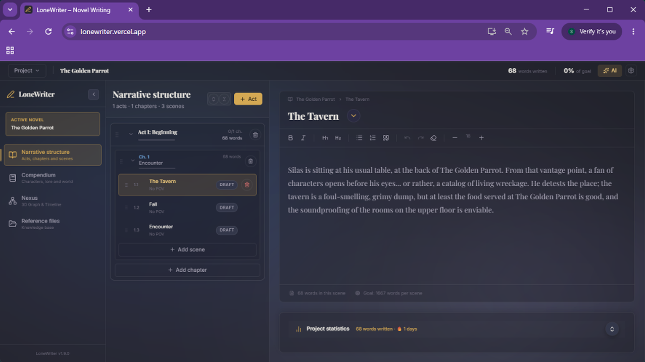 4. Start writing directly in the editor with all the AI tools.
