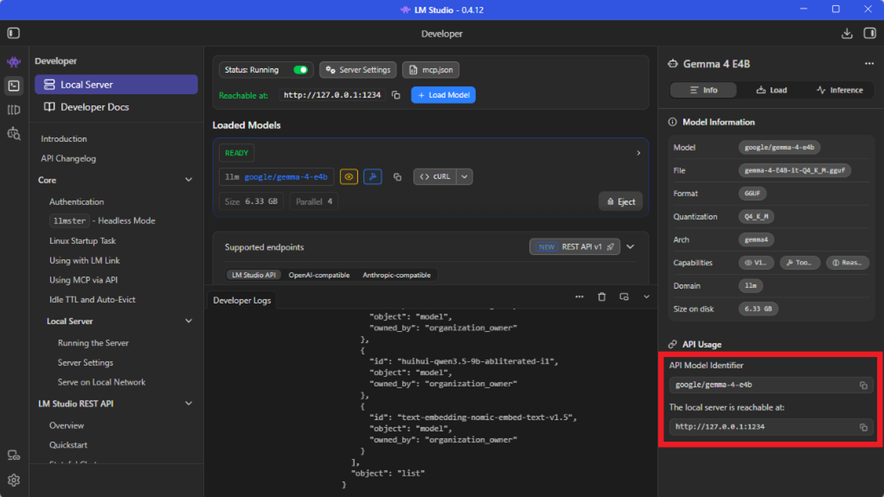 4. Copy the Model ID and the connection URL.