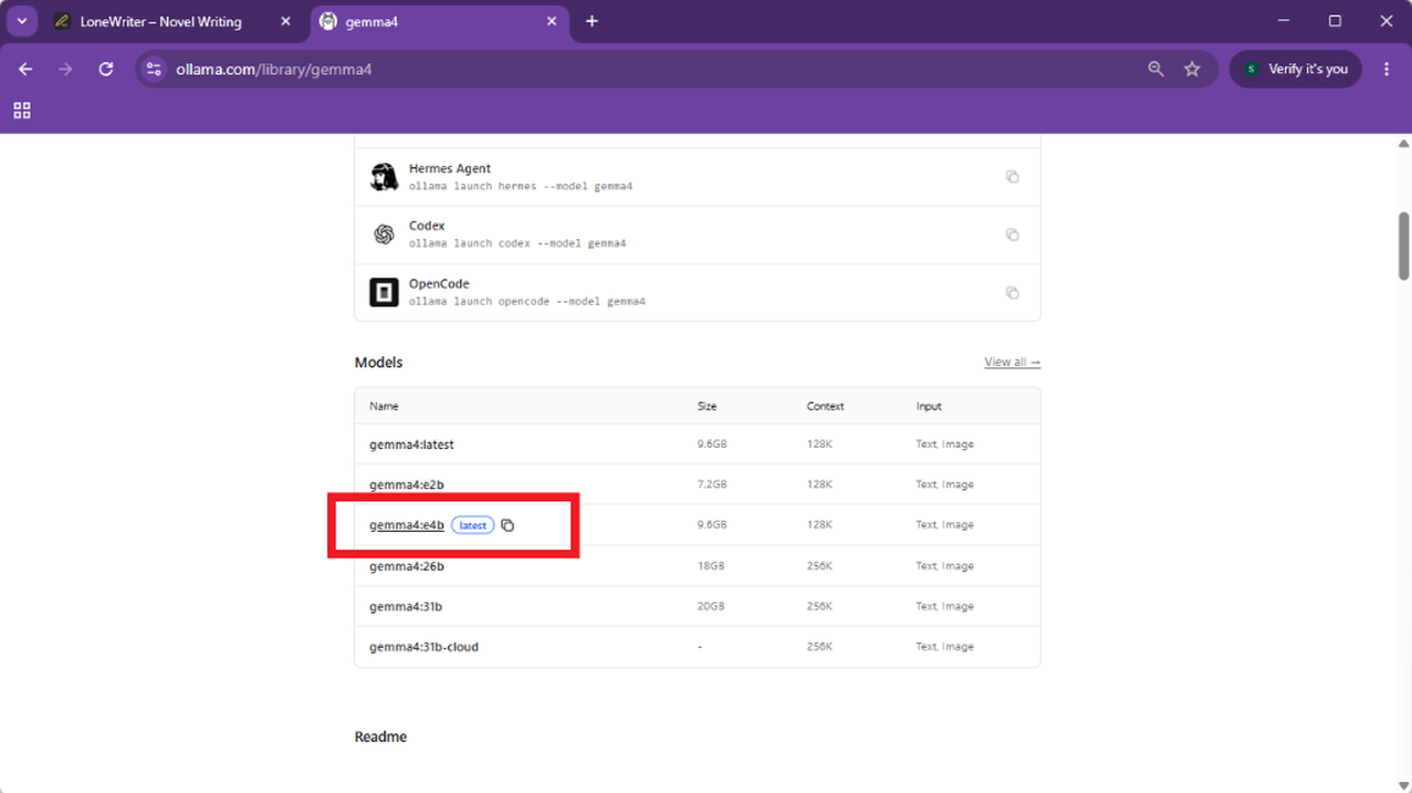 2. Copy the specific Model ID (Tag).